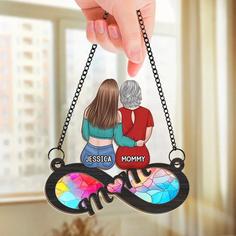 Her Love Is Our Forever Compass - Family Personalized Window Hanging Suncatcher Ornament - Gift For Mom