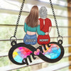 Her Love Is Our Forever Compass - Family Personalized Window Hanging Suncatcher Ornament - Gift For Mom