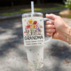 Grandma’s Love Blooms Like A Garden In Spring - Family Personalized Custom 40 Oz Stainless Steel Tumbler With Handle - Gift For Mom, Grandma