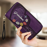 Her Hugs Fix Everything - Family Personalized Custom Leather Long Wallet - Gift For Grandma