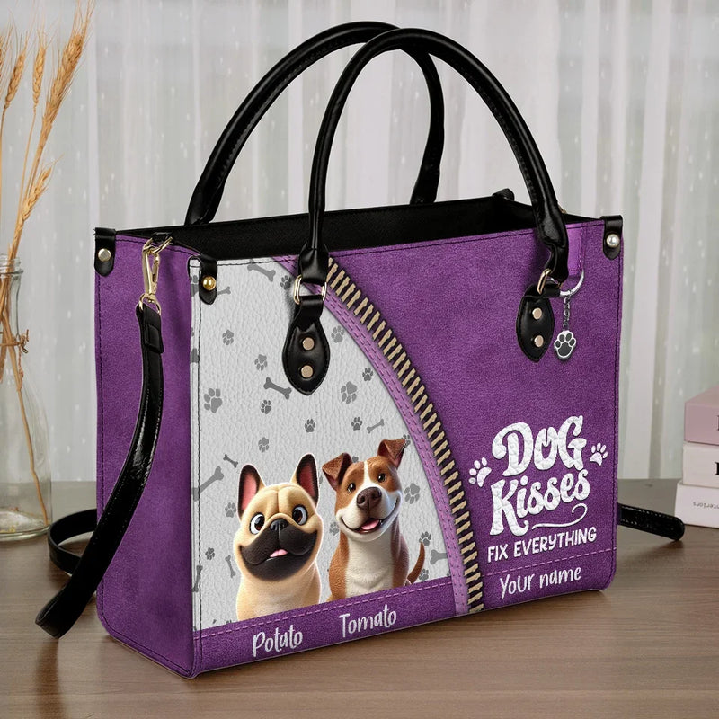 Love At First Wag - Dog Personalized Custom Leather Handbag - Gift For Pet Owners, Pet Lovers