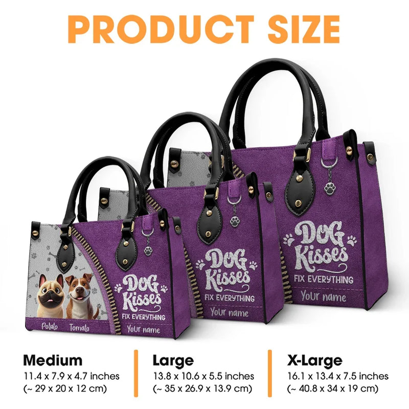Love At First Wag - Dog Personalized Custom Leather Handbag - Gift For Pet Owners, Pet Lovers