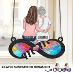 Her Love Is Our Forever Compass - Family Personalized Window Hanging Suncatcher Ornament - Gift For Mom