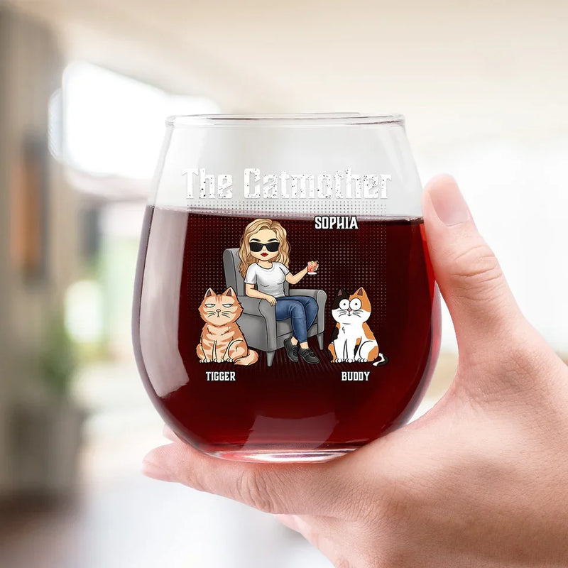Happiness Is A Purring Cat - Cat Personalized Custom Wine Glass - Gift For Pet Owners, Pet Lovers