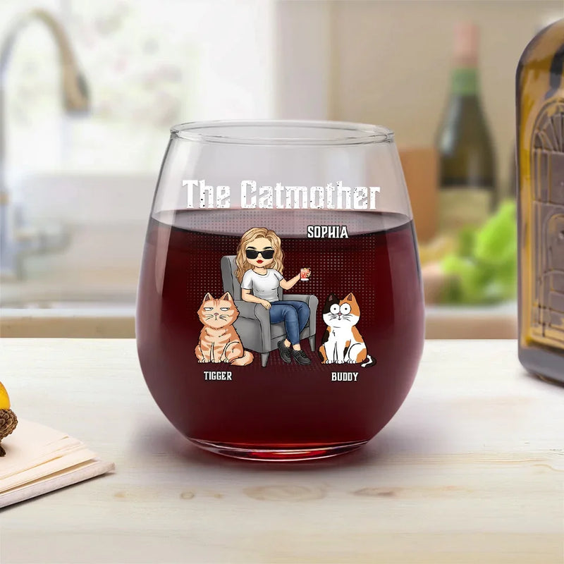 Happiness Is A Purring Cat - Cat Personalized Custom Wine Glass - Gift For Pet Owners, Pet Lovers