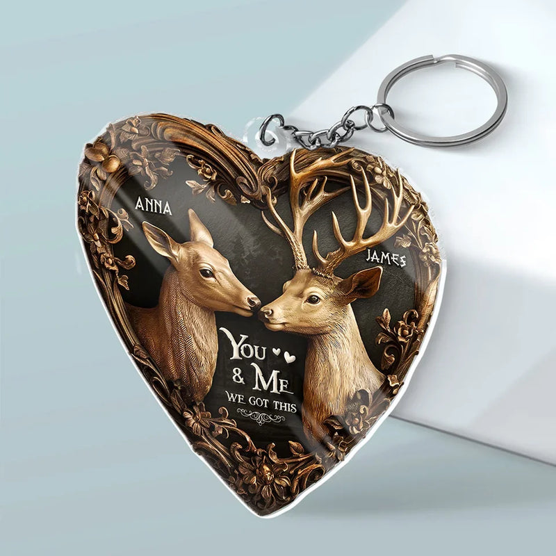 You're My Happy Place - Couple Personalized Custom Shaped Acrylic Keychain - Gift For Husband Wife, Anniversary