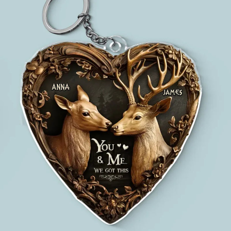You're My Happy Place - Couple Personalized Custom Shaped Acrylic Keychain - Gift For Husband Wife, Anniversary