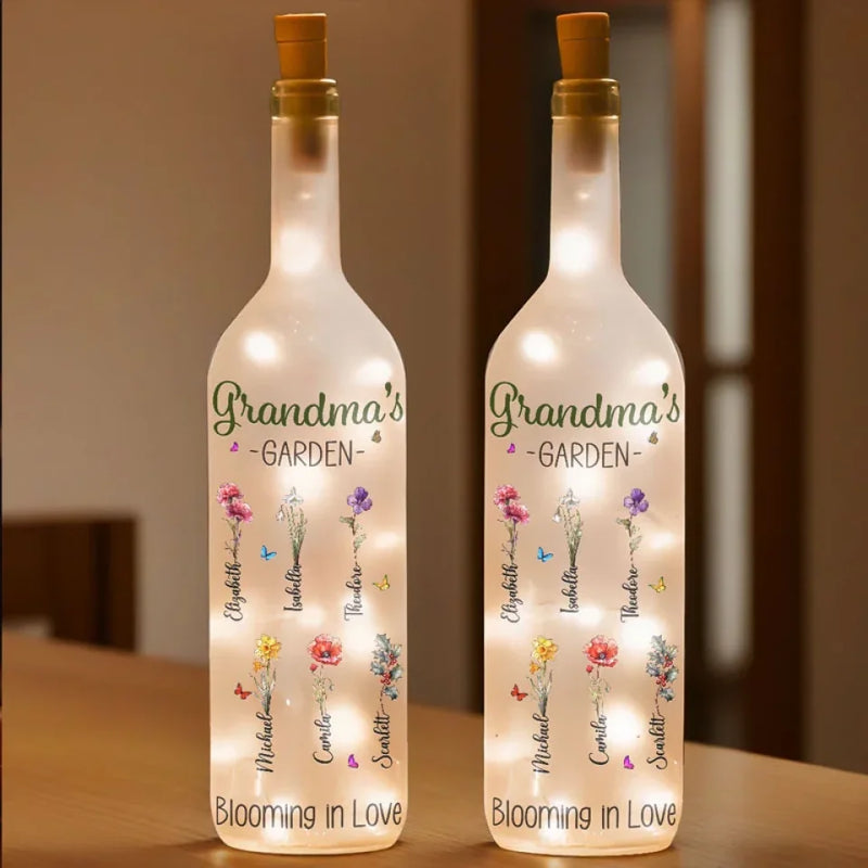 Grandma Plants Wisdom, Mom Nurtures Love And We Bloom - Family Personalized Custom Bottle Lamp - Gift For Mom, Grandma