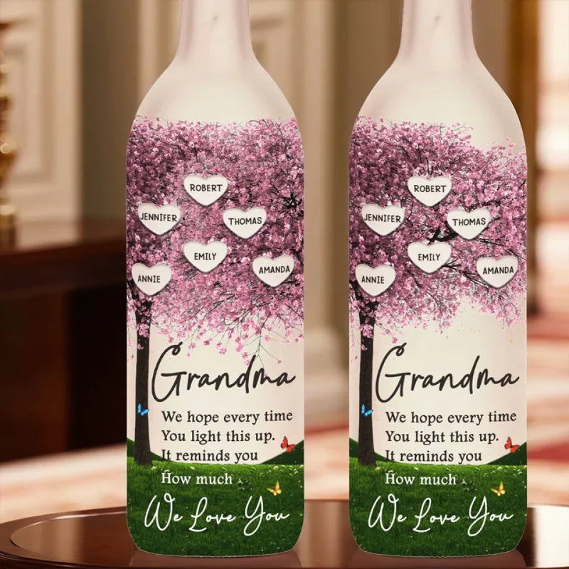 Lighting Up Love - Family Personalized Custom Bottle Lamp - Gift For Mom, Grandma