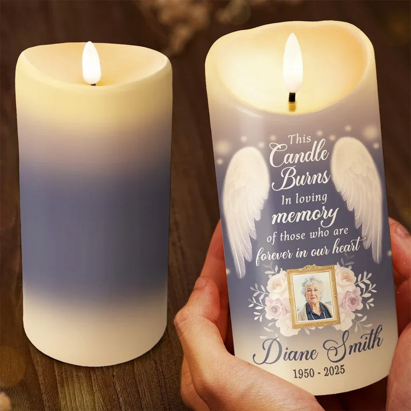 Custom Photo The Ones We Love Are Never Truly Gone - Memorial Personalized Custom LED Candle - Sympathy Gift For Family Members