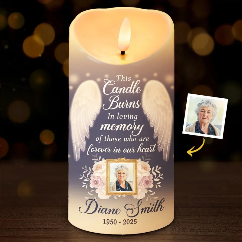 Custom Photo The Ones We Love Are Never Truly Gone - Memorial Personalized Custom LED Candle - Sympathy Gift For Family Members