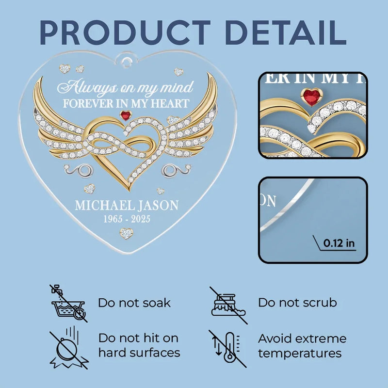 In Our Memories, You Live On - Memorial Personalized Custom Car Ornament - Acrylic Custom Shaped - Sympathy Gift For Family Members