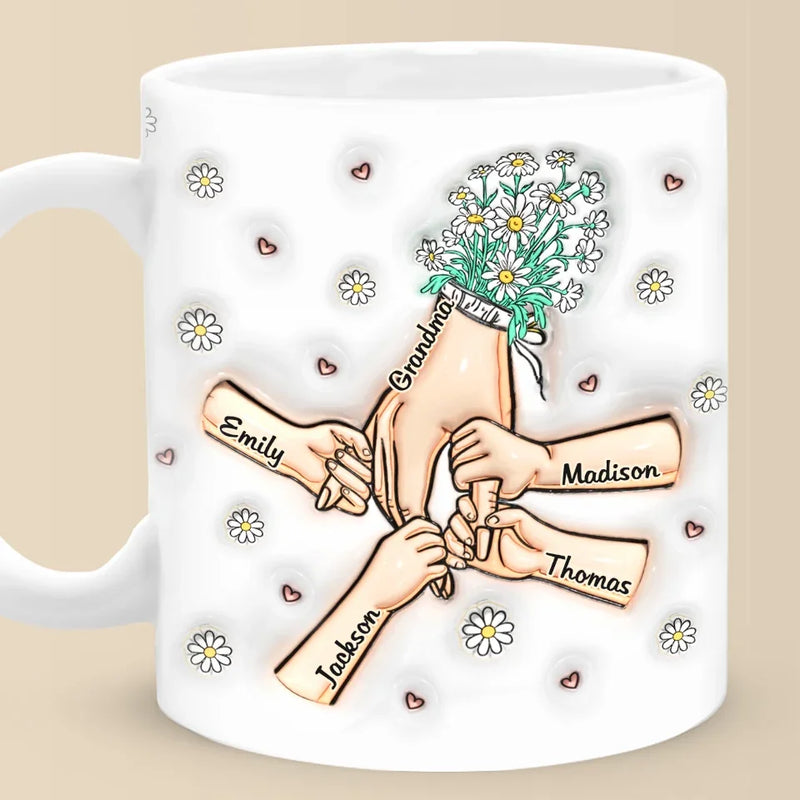 Grandma’s Love Is Forever - Family Personalized Custom 3D Inflated Effect Printed Mug - Gift For Mom, Grandma