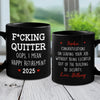 Congratulations On Leaving Your Job - Coworker Personalized Custom Black Mug - Appreciation, Retirement Gift For Coworkers, Work Friends, Colleagues