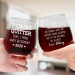Now Every Day Is Sunday - Coworker Personalized Custom Wine Glass - Appreciation, Retirement Gift For Coworkers