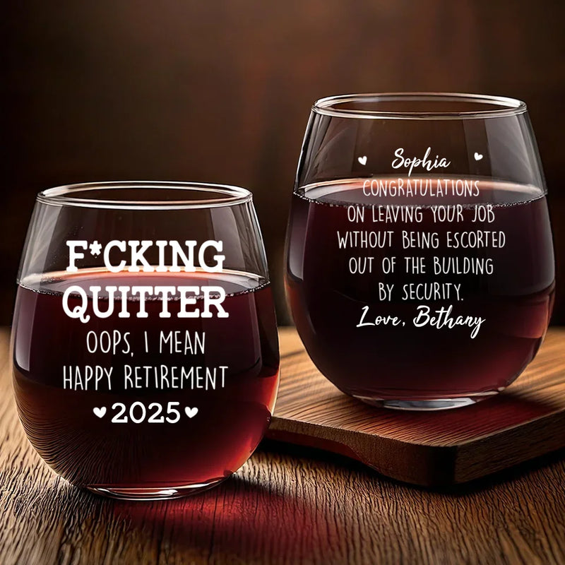 Now Every Day Is Sunday - Coworker Personalized Custom Wine Glass - Appreciation, Retirement Gift For Coworkers, Work Friends, Colleagues