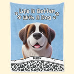 Happiness Is A Wet Nose And A Wagging Tail - Dog Personalized Custom Blanket - Gift For Pet Owners, Pet Lovers