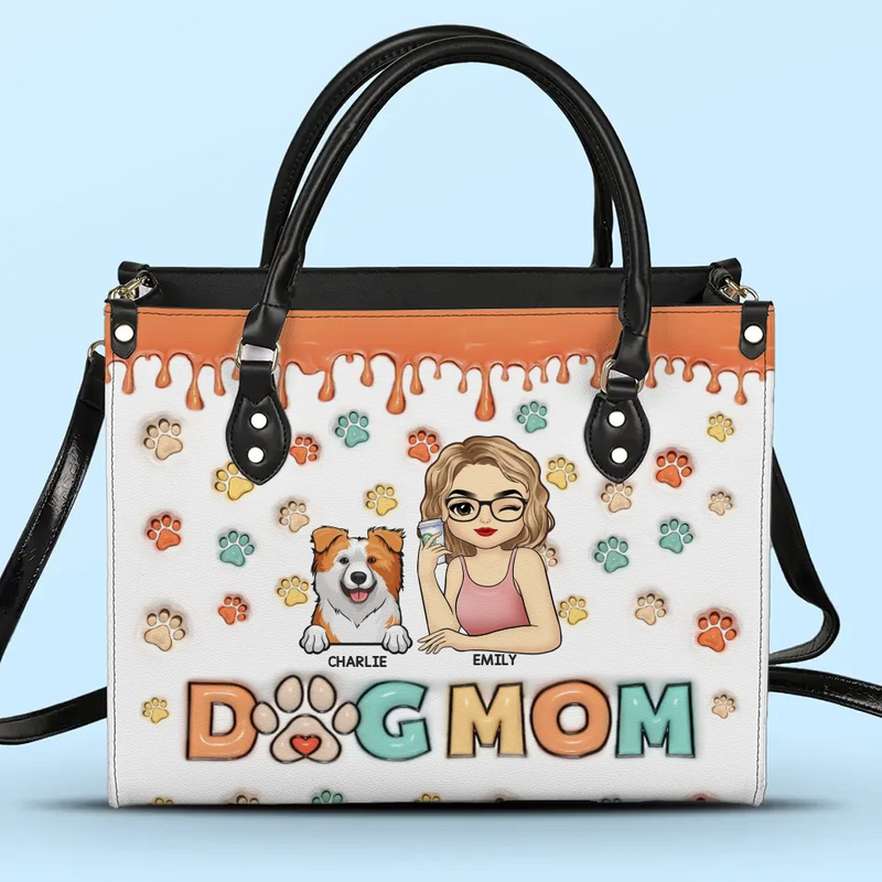 I'm A Fur Mom - Dog & Cat Personalized Custom 3D Inflated Effect Printed Leather Handbag - Gift For Pet Owners, Pet Lovers