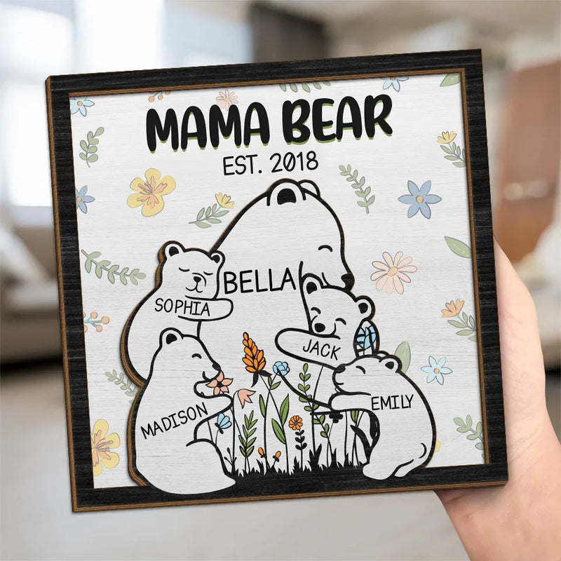 Grandma Bear Hugs Are The Cure For Everything - Family Personalized Custom 2-Layered Wooden Plaque With Stand - Gift For Mom, Grandma