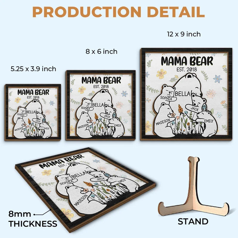 Grandma Bear Hugs Are The Cure For Everything - Family Personalized Custom 2-Layered Wooden Plaque With Stand - Gift For Mom, Grandma