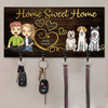 Fur, Love, And Family - Couple Personalized Custom Home Decor Key Hanger, Key Holder - House Warming Gift For Family Members, Husband Wife, Anniversary, Pet Owners, Pet Lovers
