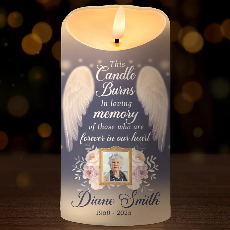 Custom Photo The Ones We Love Are Never Truly Gone - Memorial Personalized Custom LED Candle - Sympathy Gift For Family Members