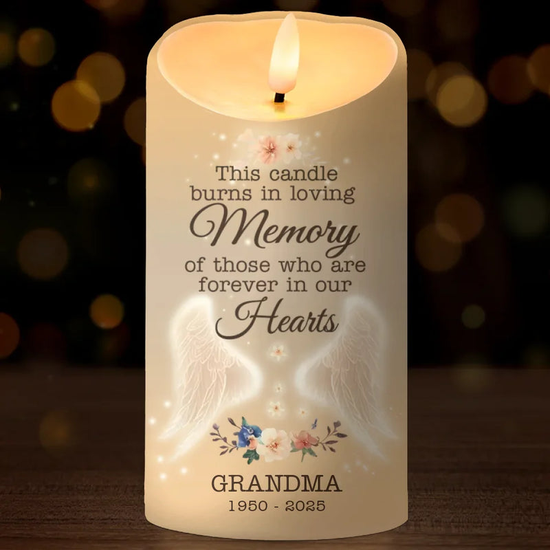 In The Garden Of Memory, We Find Peace - Memorial Personalized Custom LED Candle - Sympathy Gift For Family Members