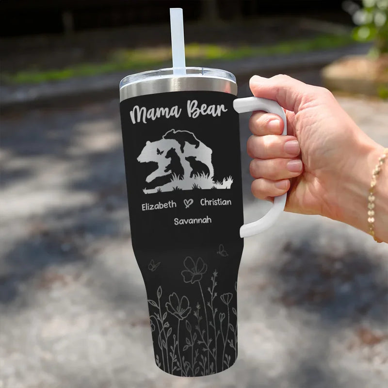 Your Smile Is My Joy - Family Personalized Custom 40 Oz Stainless Steel Tumbler With Handle - Gift For Mom, Grandma