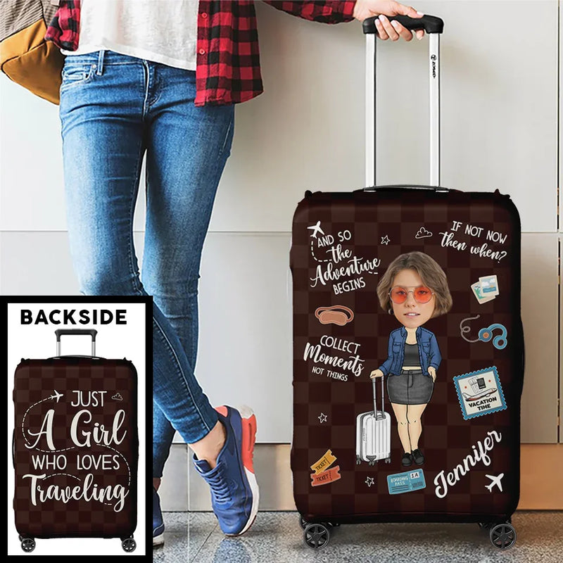 Custom Photo Take Only Memories, Leave Only Footprints - Travel Personalized Custom Luggage Cover - Summer Vacation Gift, Gift For Adventure Travel Lovers