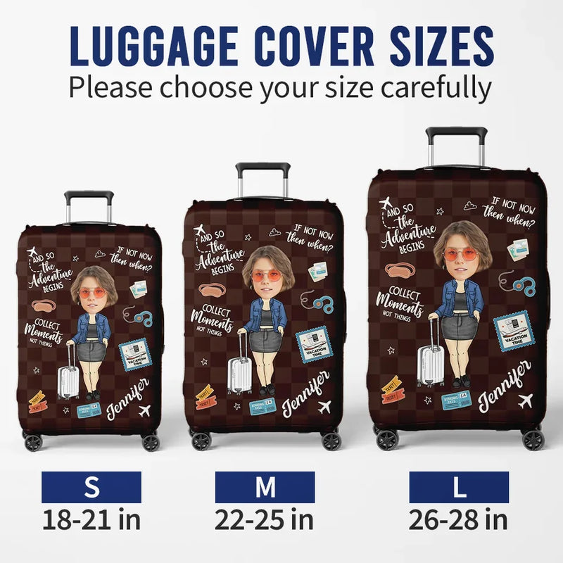 Custom Photo Take Only Memories, Leave Only Footprints - Travel Personalized Custom Luggage Cover - Summer Vacation Gift, Gift For Adventure Travel Lovers