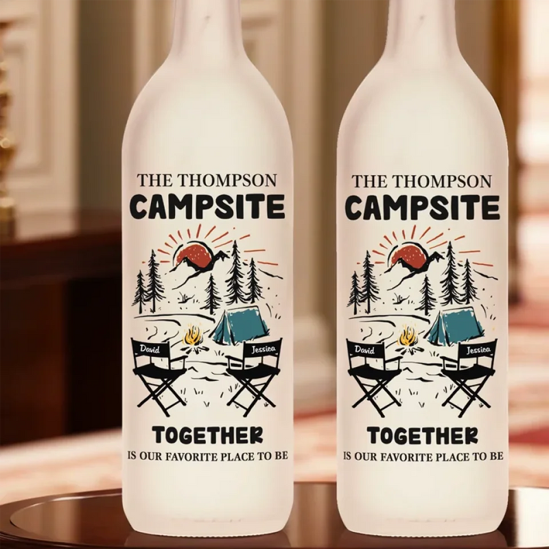 Light Up Your Adventures Together - Couple Personalized Custom Bottle Lamp - Gift For Husband Wife, Camping Lovers