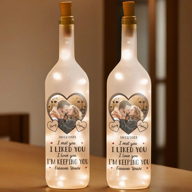 Custom Photo Forever Is Just The Beginning With You - Couple Personalized Custom Bottle Lamp - Gift For Husband Wife, Anniversary