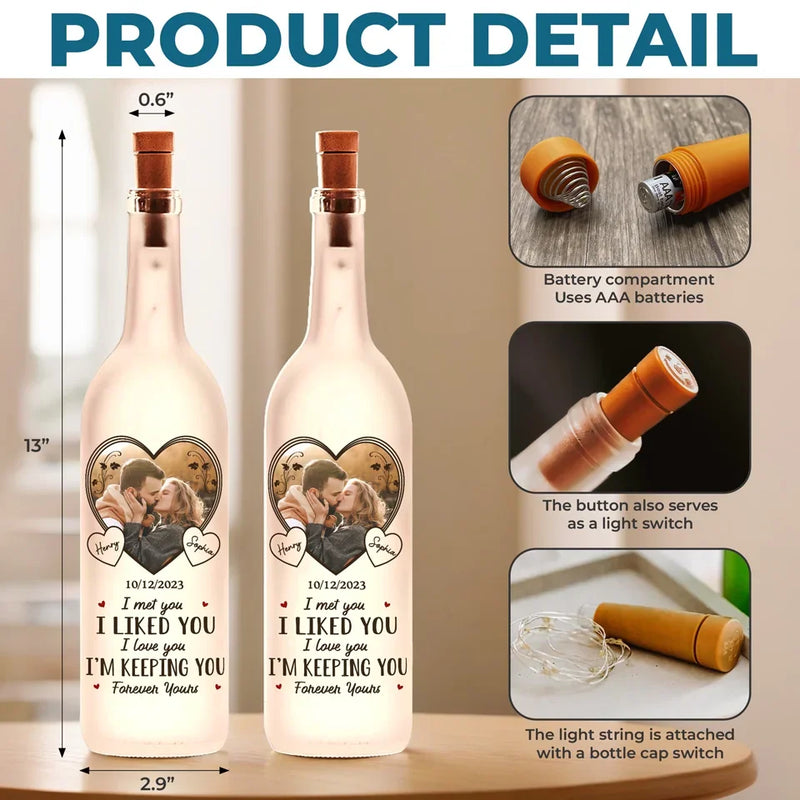Custom Photo Forever Is Just The Beginning With You - Couple Personalized Custom Bottle Lamp - Gift For Husband Wife, Anniversary