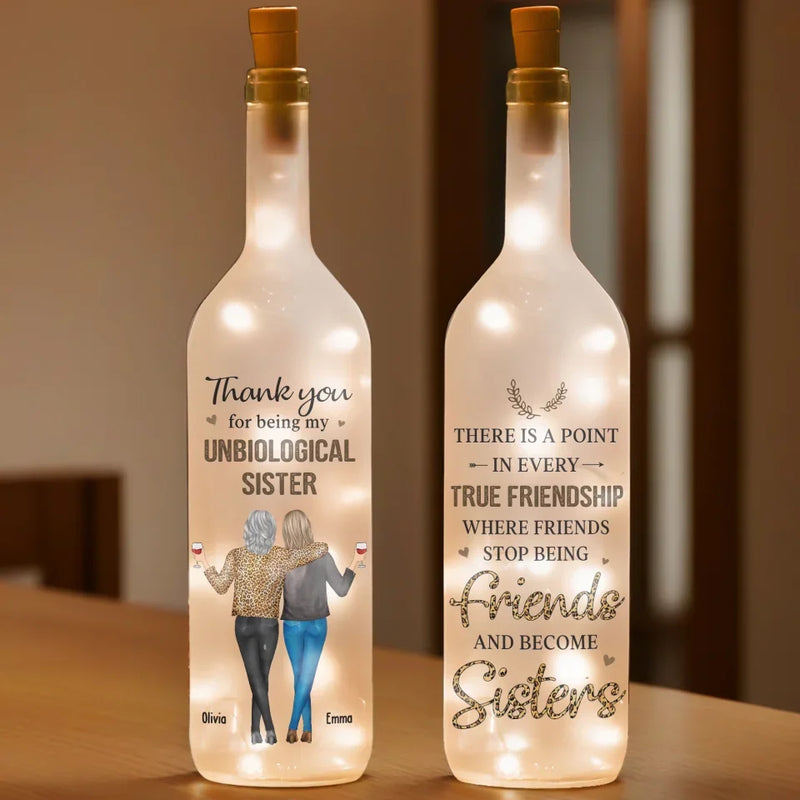 Friends Stop Being Friends And Become Sisters - Bestie Personalized Custom Bottle Lamp - Gift For Best Friends, BFF, Sisters