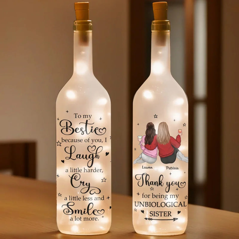 Thank You For Being My Unbiological Sister - Bestie Personalized Custom Bottle Lamp - Gift For Best Friends, BFF, Sisters