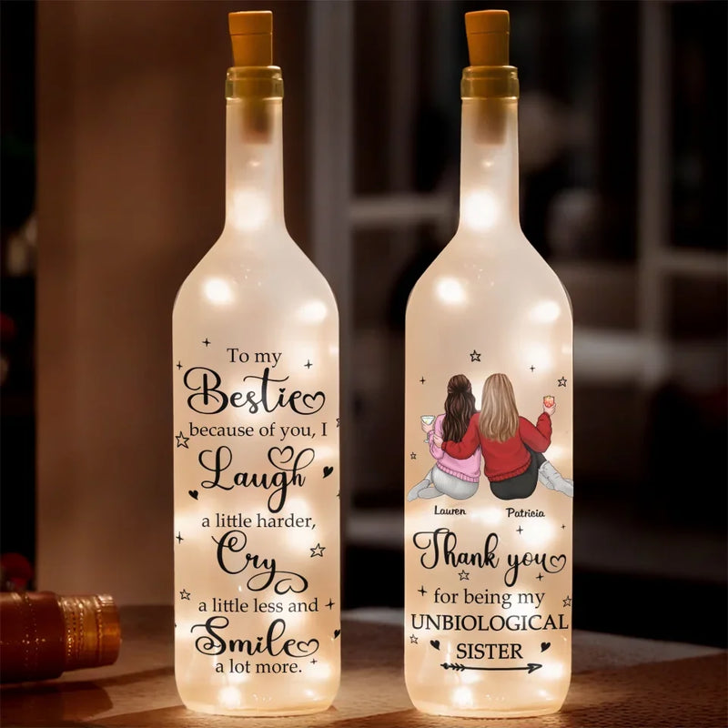 Thank You For Being My Unbiological Sister - Bestie Personalized Custom Bottle Lamp - Gift For Best Friends, BFF, Sisters