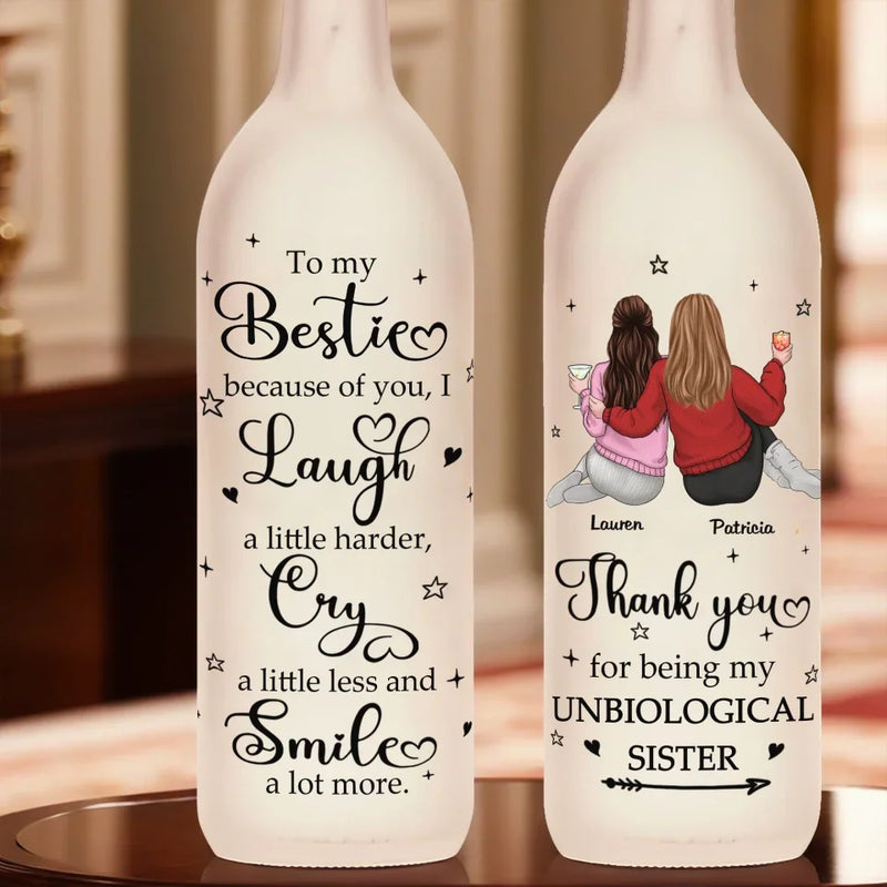 Thank You For Being My Unbiological Sister - Bestie Personalized Custom Bottle Lamp - Gift For Best Friends, BFF, Sisters
