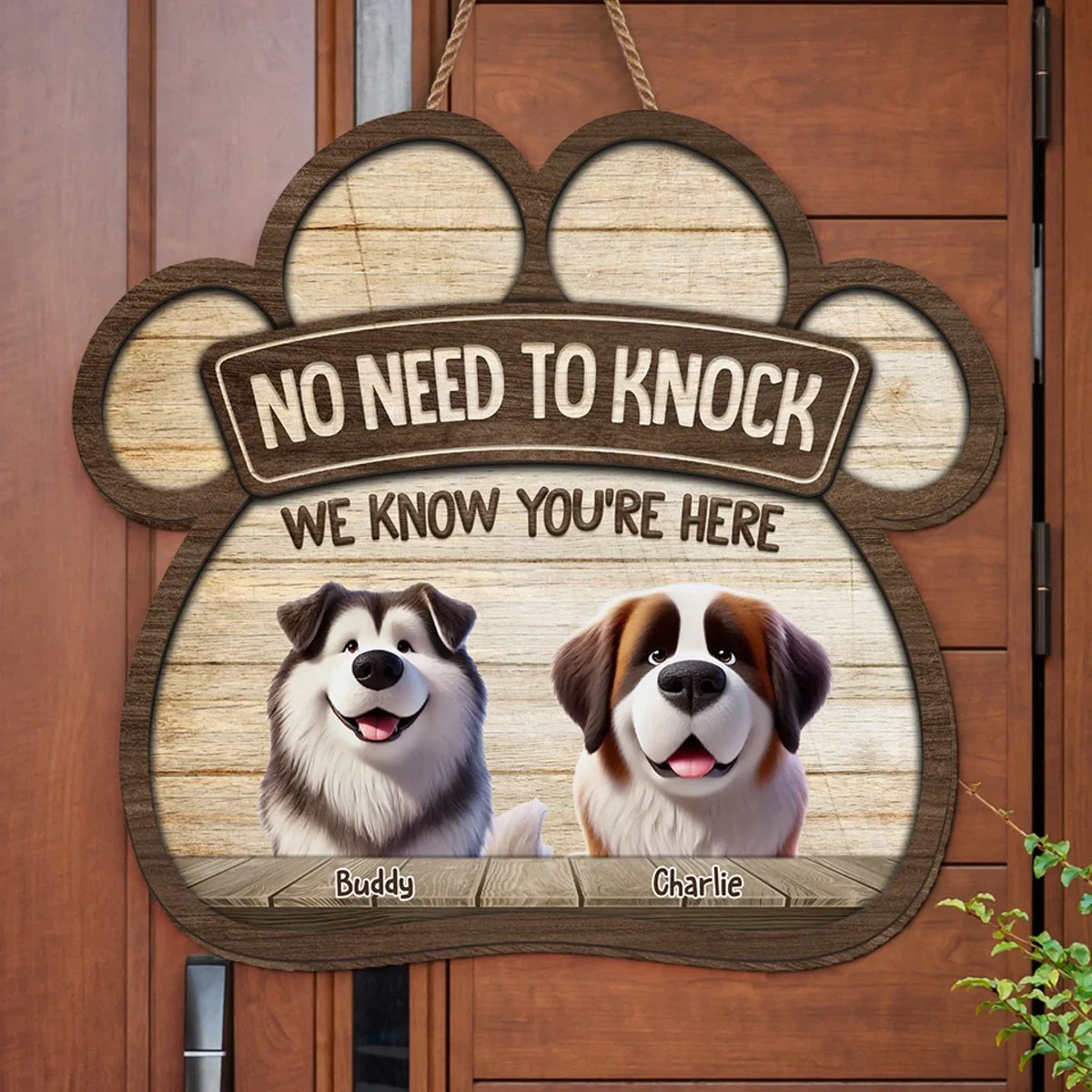 Pet Lovers Personalized Dog Welcome To Our Home Door Sign, Custom Dog ...
