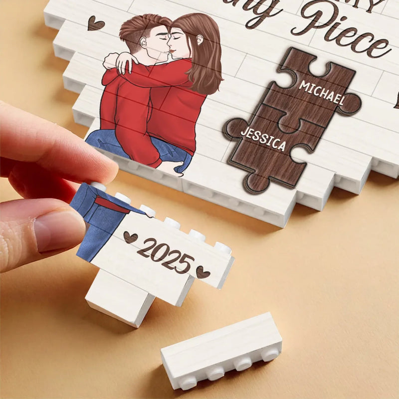 You're My Missing Piece  - Couple Personalized Custom Heart Shaped Building Brick Blocks - Gift For Husband Wife, Anniversary
