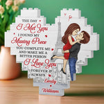 You Complete Me And Make Me A Better Person - Couple Personalized Custom Heart Shaped Building Brick Blocks - Gift For Couple