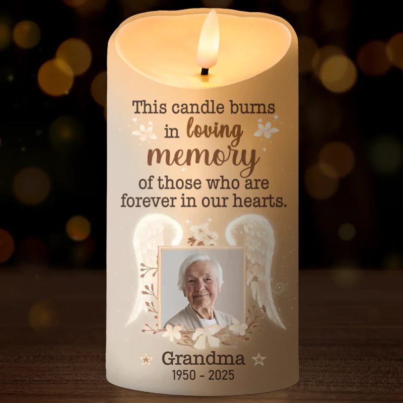 Custom Photo This Candle Shines In Cherished Memory - Memorial Personalized Custom LED Candle - Sympathy Gift For Family Members
