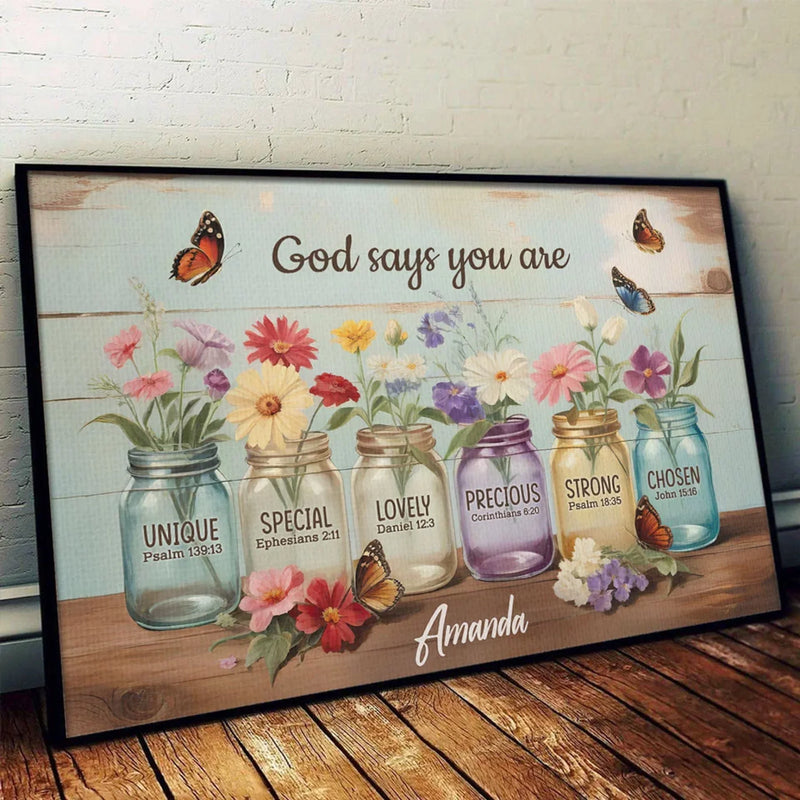 God Says You Are - Family Personalized Custom Horizontal Poster - Gift For Yourself, Best Friends, Siblings, Family Members