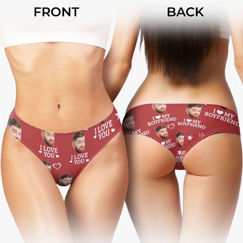 Custom Photo You're The Reason I Look Down And Smile - Couple Personalized Women Briefs - Gift For Husband Wife, Anniversary