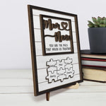 You Are The Piece That Holds Us Together - Family Personalized Custom 2-Layered Wooden Plaque With Stand - Mother's Day, Gift For Mom, Grandma