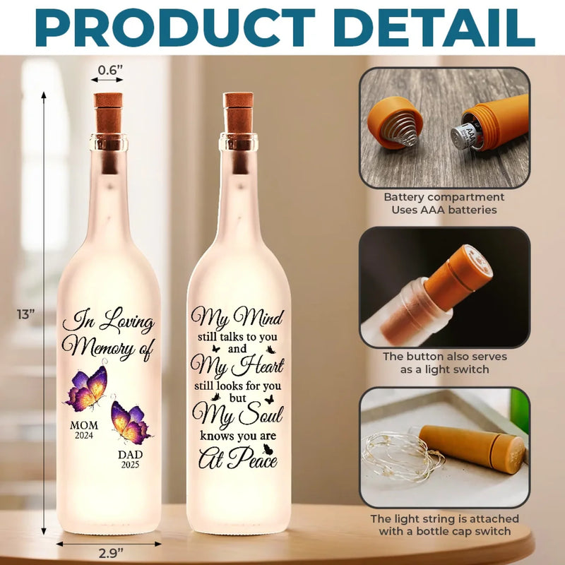 My Heart Still Looks For You - Memorial Personalized Custom Bottle Lamp - Sympathy Gift For Family Members