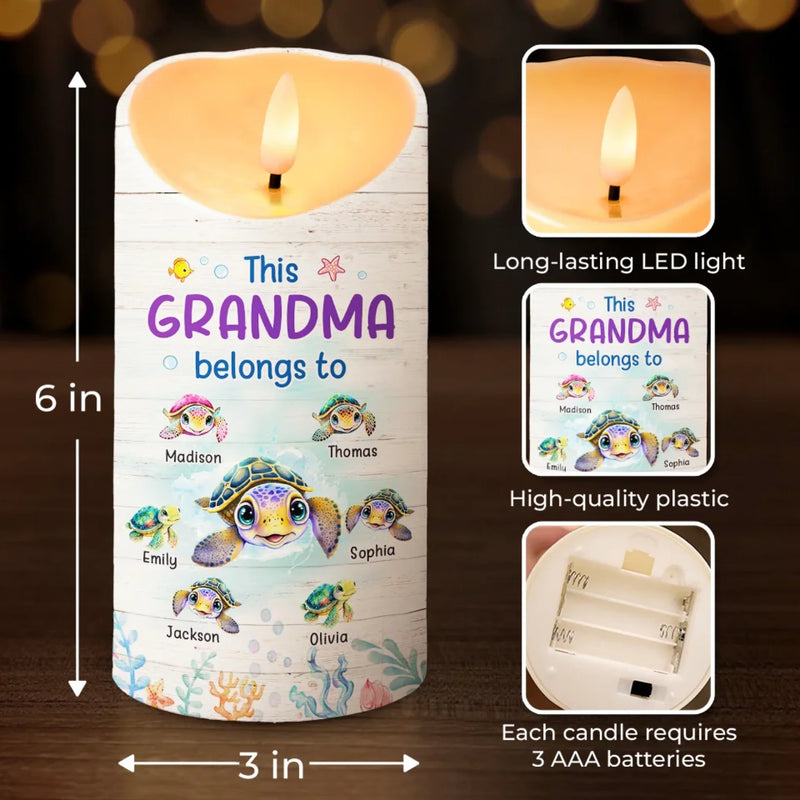 This Grandma Belongs To Grandkids - Family Personalized Custom LED Candle - Gift For Mom, Grandma