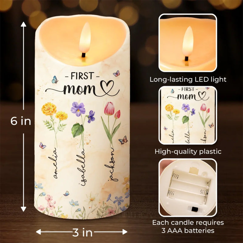 A Garden Of Love Grows In A Grandmother’s Heart - Family Personalized Custom LED Candle - Gift For Mom, Grandma