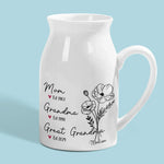 Custom Name Family Heritage Gifts for Mom and Grandma - Personalized Flower Vase