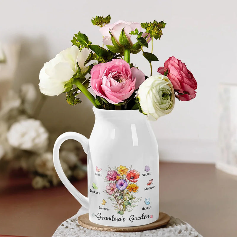 In Grandma's Garden, Love Always Blooms - Family Personalized Custom Home Decor Flower Vase - House Warming Gift For Mom, Grandma