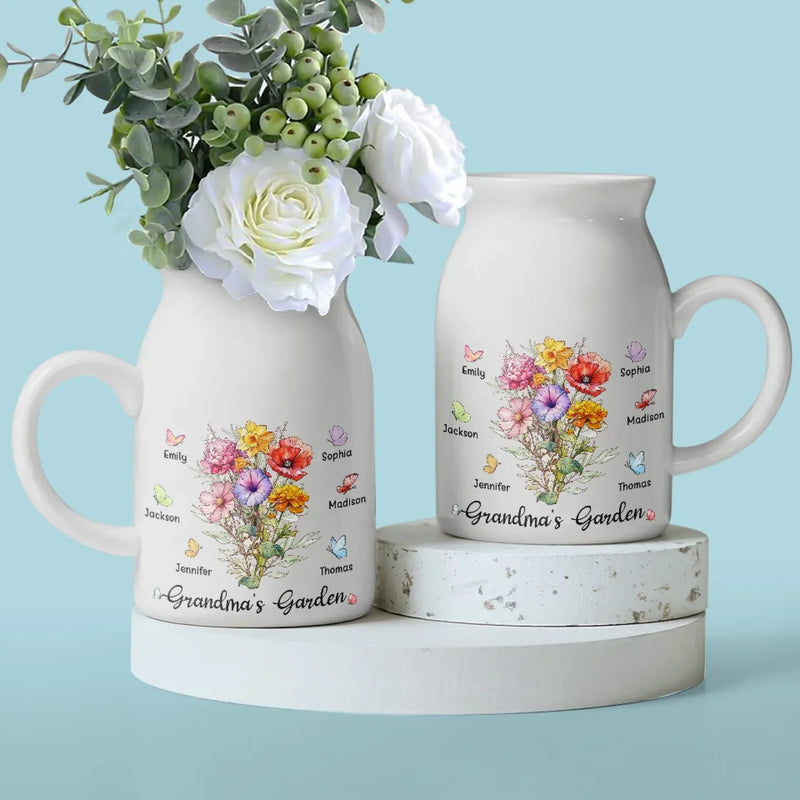 In Grandma's Garden, Love Always Blooms - Family Personalized Custom Home Decor Flower Vase - House Warming Gift For Mom, Grandma